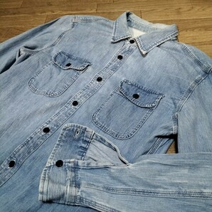 ★13AW OLD GAP 1969 デニムシャツ コットン ワーク 長袖 ライトブルー サイズM メンズ ギャップ プレミアムライン 希少 ブランド古着 USEDの画像1