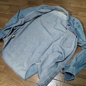 ★13AW OLD GAP 1969 デニムシャツ コットン ワーク 長袖 ライトブルー サイズM メンズ ギャップ プレミアムライン 希少 ブランド古着 USEDの画像4