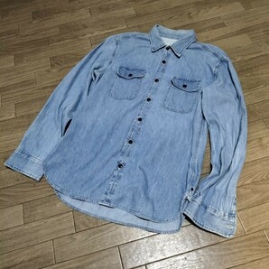 ★13AW OLD GAP 1969 デニムシャツ コットン ワーク 長袖 ライトブルー サイズM メンズ ギャップ プレミアムライン 希少 ブランド古着 USEDの画像2