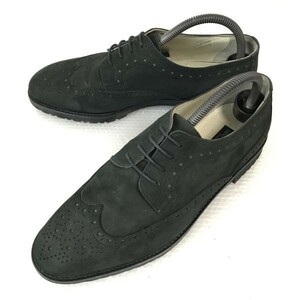 美品★ニノセルッティ/NINO CERRUTI★ヌバック本革/ウイングチップ【7.5/26.0/ダークオリーブ】ビブラムソール/dress shoes◆pG-197