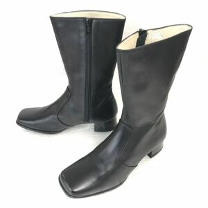 美品/日本製★REGAL/リーガル★サイドジップ/ロングブーツ【22.5/黒/BLACK】本革/グリップ良ゴムソール/Shoes◆WB79-8