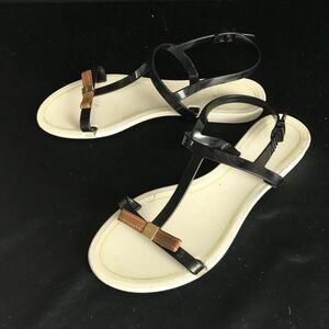 Italy made *FURLA/ Furla * Flat / beach sandals [38/23.5-24.0/ white × black /white×black] sea /Shoes/trainers*Q-408