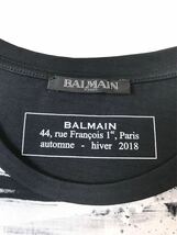 (D) 美品 BALMAIN バルマン 2018 ロゴプリント 半袖 Tシャツ M ブラック 送料250円_画像4