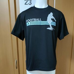 アディダスサッカー半袖ＴシャツM　ブラック　吸汗速乾ポリエステルメッシュスポーツウエア素材　adidas　FOOTBALL