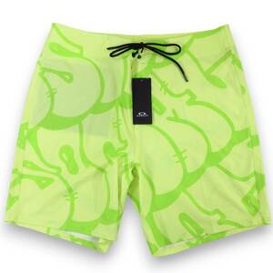 新品◆OAKLEY◆STAPLE Graffiti BOARDSHORT 18 ボードショーツ US 28 JPN 30 ライムイエロー◆オークリー サーフパンツ 水着◆J656