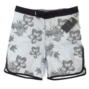 新品◆Hurley◆花柄 RAY LIGHT STRETCH BOARD SHORTS 18 サイズ36 グレー◆ハーレー サーフパンツ ボードショーツ 水着◆J095