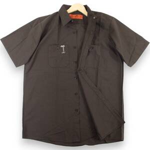 新品◆RED KAP◆INDUSTRIAL SHORT SLEEVE WORK SHIRTS 半袖 ワークシャツ L ブラウン◆レッドキャップ SP24CH4◆abi J783