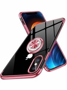 P-6 iPhone Xs Max 用 ケース リング クリア 透明 TPU 耐衝撃 薄型 軽量 擦り傷防止 車載ホルダー対応 黄変しにくい 携帯カバー