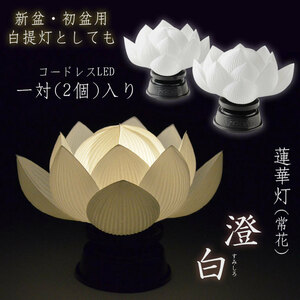  domestic production tray lantern [. front light * lotus flower light (..):. white ( charcoal ..) one against (2 piece ) entering LED cordless ] O-Bon supplies Buddhist altar fittings free shipping 