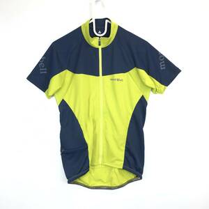 モンベル Mont-bell サイクール ショートスリーブジップシャツ Men's 1130469 Sサイズ ネイビー リーフグリーン 半袖サイクルジャージ