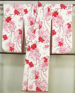 shi40.. женщина . кимоно с длинными рукавами 7 лет для нижняя рубашка имеется букет рисунок JAPAN STYLE прекрасный товар длина 131cm "Семь, пять, три" 