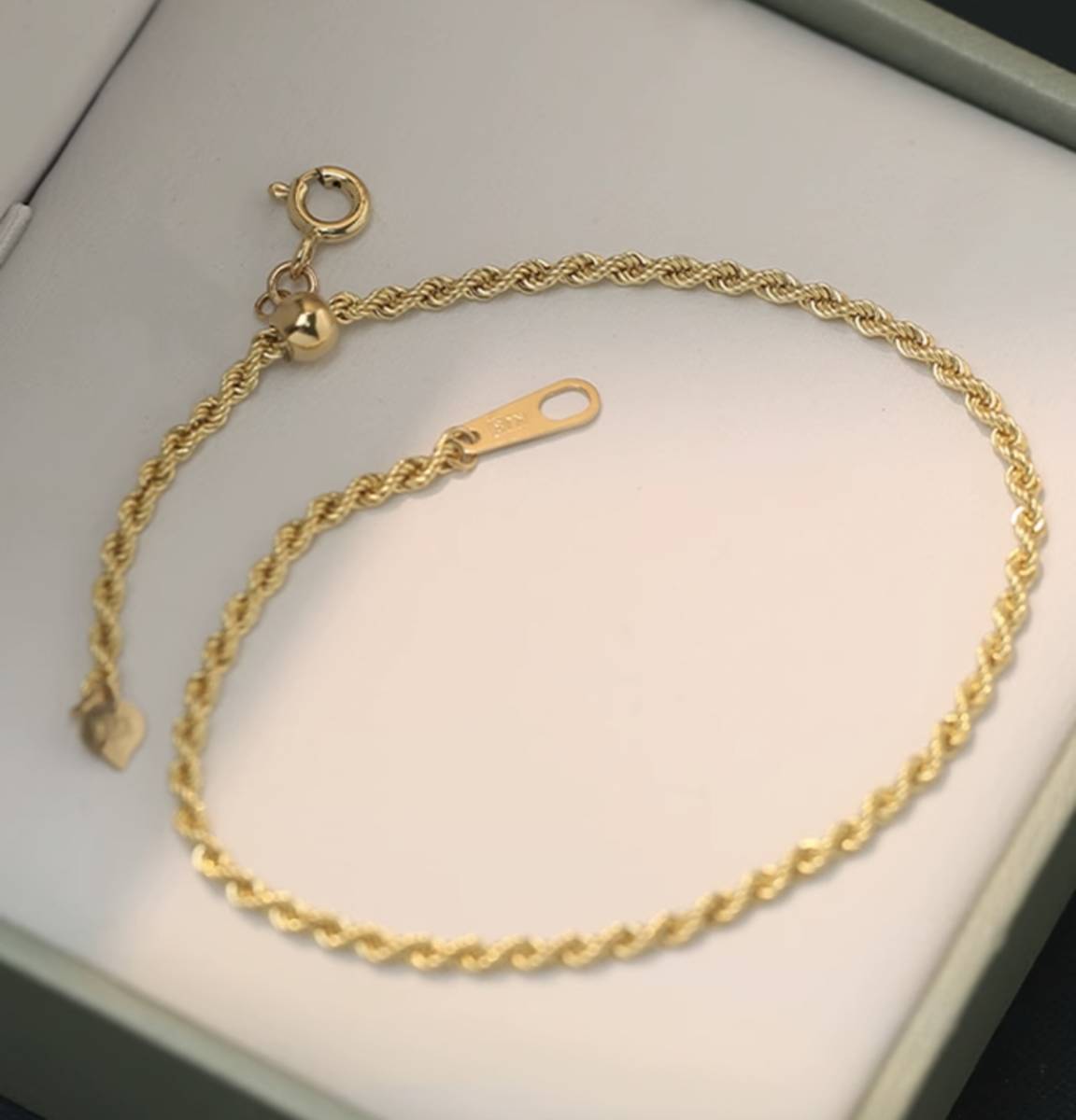 K18YG イエローゴールド 18K ねじり ロープチェーン 綱 ブレスレット-