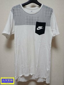 THE NIKE TEE ナイキ 半袖 クルーネック メンズ Tシャツ S ホワイトｘグレー 中古B 【送料無料】 A-7820