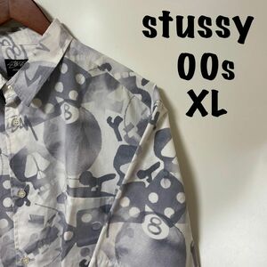 stussy ステューシー 半袖シャツ 00s ビンテージ 総柄 希少 XL 柄