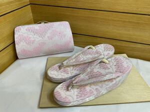  zori bag set zori 22.5cm pink kimono small articles coming-of-age ceremony visit wear combined use bag 