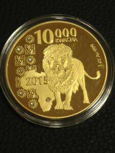 Z16-18)海外丸形記念金貨、コイン、メダル*2015アフリカ　ライオン*参考品1枚　ゴールド