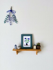 Art hand Auction Blue flower ★ Sea glass art ★ Handmade ★ Free shipping Cobalt blue, handmade works, interior, miscellaneous goods, ornament, object