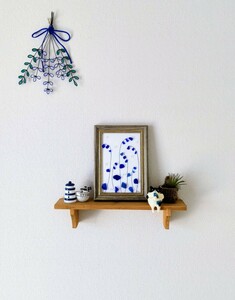 Art hand Auction Botanical ★ Seagrass Art ★ Handmade ★ Free Shipping Cobalt Blue, handmade works, interior, miscellaneous goods, ornament, object
