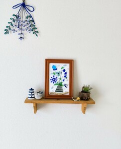 Art hand Auction Blue flower ★ Sea glass art ★ Handmade ★ Free shipping, handmade works, interior, miscellaneous goods, ornament, object