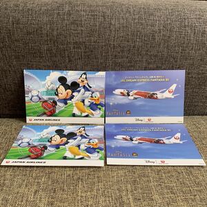 JAL 日本航空 飛行機 ポストカード ディズニー ミッキー ドナルド グーフィ サッカー ファンタジア 非売品 4枚