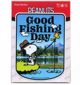 １枚　PEANUTS(ピーナッツ)ステッカー　スヌーピー(GOOD FISHING DAY) 【SNO007】