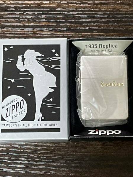 zippo Seven Stars SPIRIT Ignite Your Spirit セブンスター 1935レプリカ 2017年製 限定品 七連星 外ヒンジ 懸賞当選品 特殊加工品