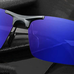 【ブルーレンズ×ブラックフレーム】 スポーツサングラス 変色調光偏光グラス 昼夜兼用 超軽量 UV400 紫外線カット アウトドア 運転 