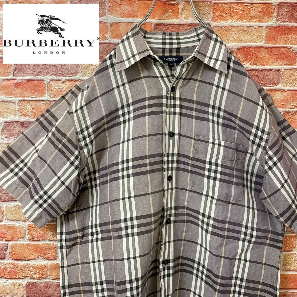 美品】バーバリーBURBERRY 長袖ボタンダウン ノバチェックシャツ