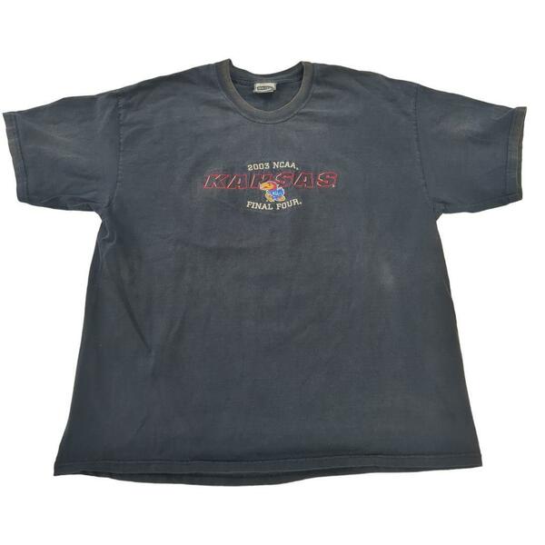 NCAA KANSASLee半袖Tシャツバスケットチームロゴ刺繍鳥紺XL　