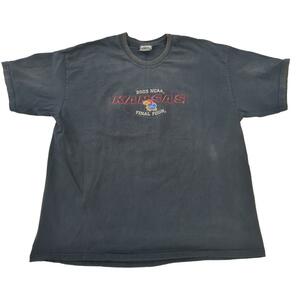 NCAA KANSASLee半袖Tシャツバスケットチームロゴ刺繍鳥紺XL　c6