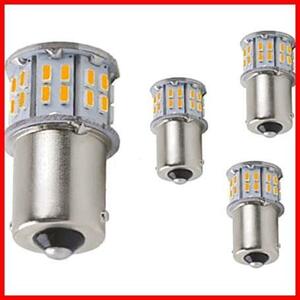 ★アンバー12-24V_S25P21Wピン角180度4個セット★ G18 1156 LED（P21W シングル球 S25 BA15S）ピン角180度 高輝度 4個入り 黄色の琥珀