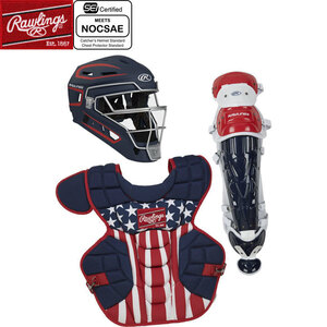 送料無料 【USA物】 Rawlings ローリングス キャッチャー防具セット VELO 2.0 少年硬式 リトルリーグ用　12歳以下 USA柄 rwcsv2y-nsw