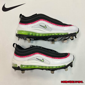 【送料無料】カスタムクリーツ 野球 スパイク 金具 ナイキ Air MAX 97 ホワイト ブラック 27cm nk-custom97m