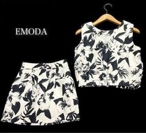 EMODA★エモダ★（S）ノースリーブトップス&ミニスカートセットアップ/白黒 美品_画像1