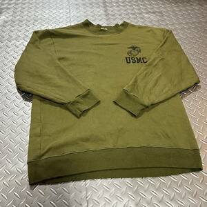 米軍放出品 Tシャツ　 LARGE スウェットトレーナー USMC ランニング　トレーニング　 OD (INV DE76)