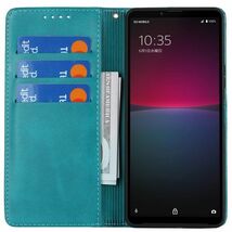 【新品】ストラップ付き 手帳型 Xperia 10 V ケース ターコイズ Xperia10 5 マーク5 マグネット スマホケース カバー ベルトなし シンプル_画像2