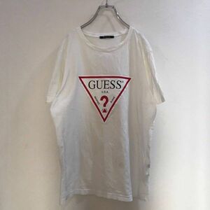 ビッグロゴ★GUESS/ゲス 半袖 Tシャツ GUESS ホワイト 白 メンズ Lサイズ