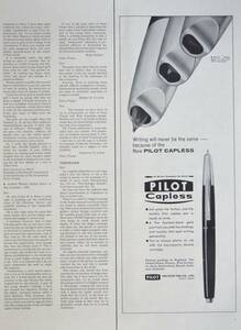 稀少・広告！1965年パイロット万年筆広告/Pilot Capless Fountain Pen/Push-button System/文房具/P