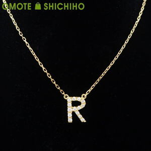 AHKAH アーカー イニシャル 'R' ネックレス VC0125010100 ダイヤモンド D:0.06ct K18 イエローゴールド 仕上済◆中古Aランク【005】