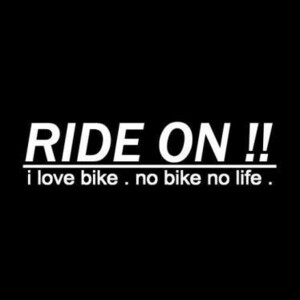 【全13色】カッティングステッカー「RIDE ON !! i love bike. no bike no life.」横14cm◆ライドオン スラング 英語 バイク かっこいい