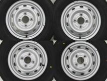 新品タイヤ 中古鉄ホイールセット 145R12 6PR LT 12インチ 12x4.00B 4穴 PCD100 145/80R12 80/78N LT 相当 冬 スバル a18216_画像3