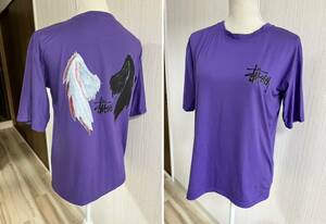 1度使用　海外購入品　STUSSY風　 ステューシー柄 　紫　パープル　Tシャツ　ゴシック　地雷　天使　悪魔　翼　ゴスロリ