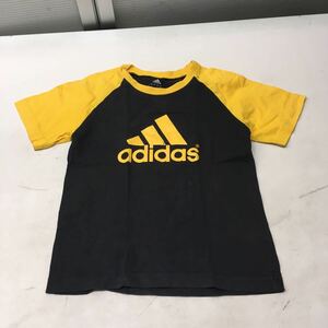  free shipping *adidas Adidas * short sleeves T-shirt tops * Kids child 130* black yellow #50807sNj99
