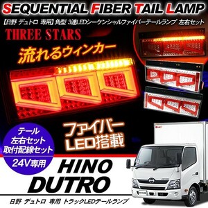 デュトロ シーケンシャル ファイバー LED テールランプ 左右セット 3連 角型 車検対応 Eマーク取得済 流れる テール