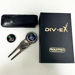 新品 DIV-EX GOLFPRO GOLF ゴルフ グリーンフォーク マーカ　フォークケース付き　ベルトに付けれる　箱入り