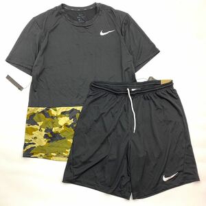 NIKEナイキ　トレーニング　カモTシャツ&ハーフパンツ AQ1092-010 BV6856-010 黒　XL