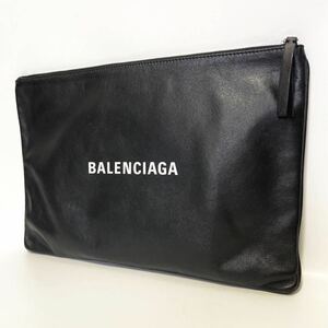 ★BALENCIAGA バレンシアガ クラッチバッグ レザー 約26×39 ブラック 黒【鑑定済み 本物保証】