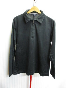 バーバリー　長袖シャツ　メンズM　黒　ブラックシャツ　長袖カットソー　BURBERRY LONDON　ロゴ刺繍シャツ　メンズシャツ　08242