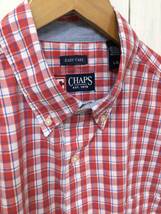 CHAPS チャップス 美品 EASY CARE チェックシャツ コットン×ポリエステル 半袖シャツ 胸ロゴ メンズL 良品綺麗_画像3