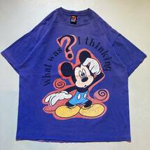 90s〜 Disney Mickey T-shirt “what was I thinking” 90年代 ディズニー ミッキー Tシャツ プリントTシャツ ミッキーTシャツ 半袖Tシャツ_画像1